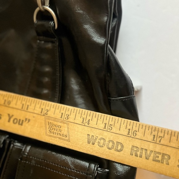 Valcom stone Elegant Black vegan Leather Tote Bag - Picture 8 of 12